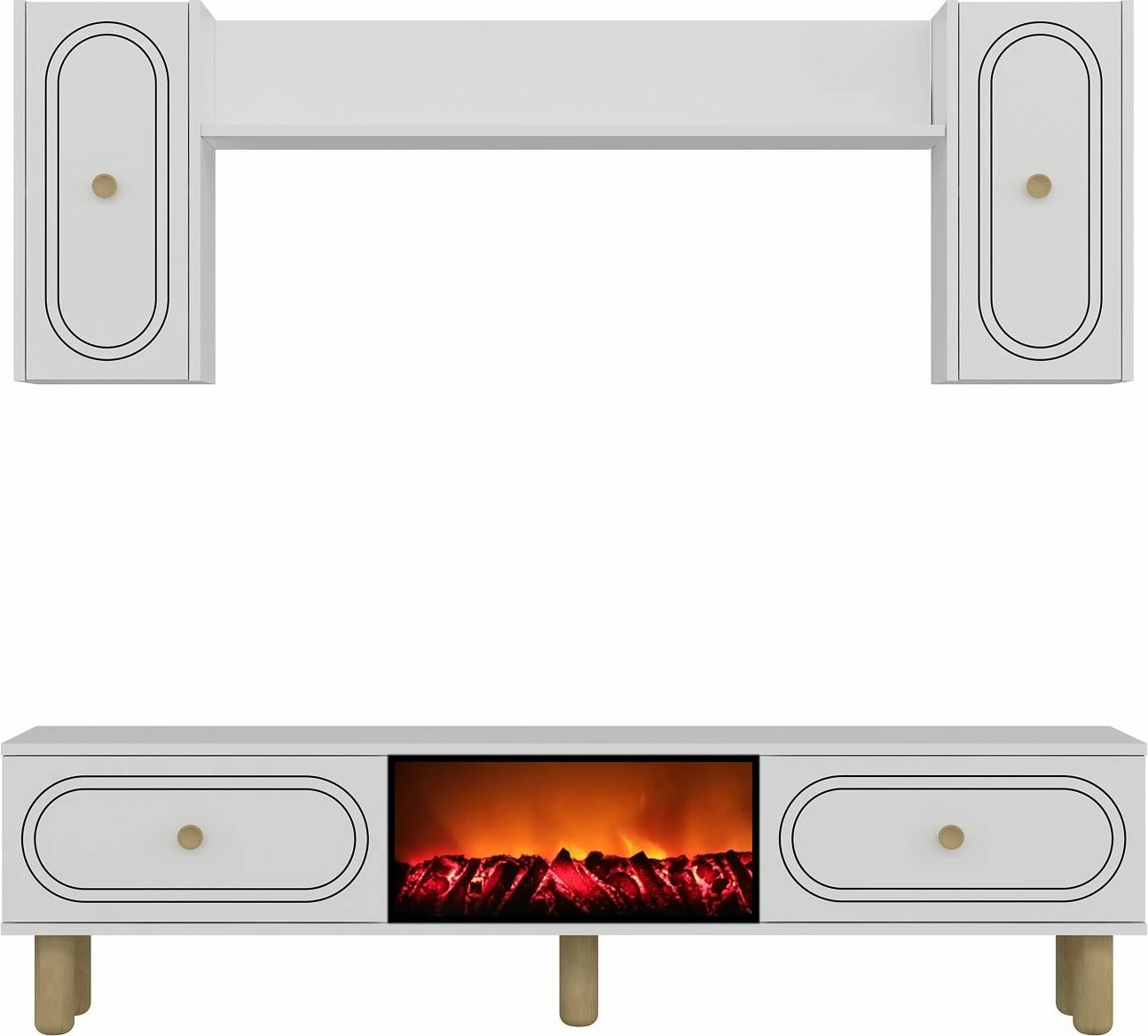 Njësi TV Skye Decor, oxhak dekorativ Polen Bohem, e bardhë