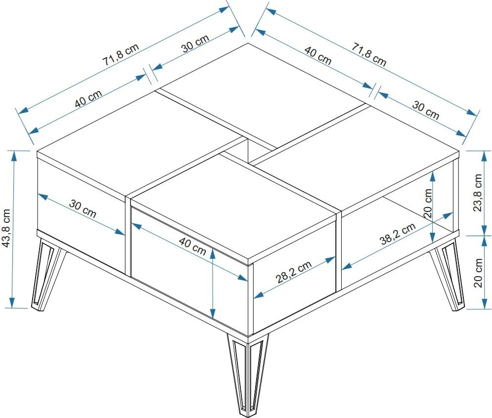 Tavolinë kafeje Hanah Home, Nirvana - Crystal, e bardhë dhe e zezë