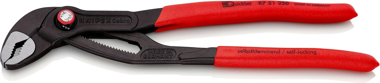 Darë Knipex Cobra QuickSet 87 21 250, 250mm, krom-vanadium, dorezë plastike, e kuqe