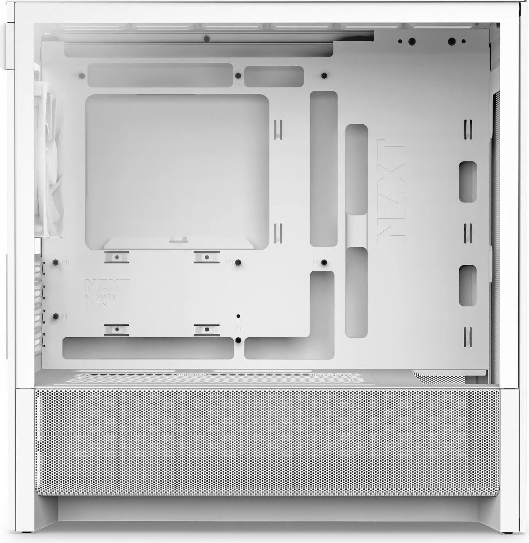 Kasë NZXT H3 Flow CC-H31FW-01 mATX Mini Tower, për pllakë amë mATX/Mini‑ITX, panel xhami i temperuar, USB‑C, deri 7 ftohës, pa PSU, e bardhë