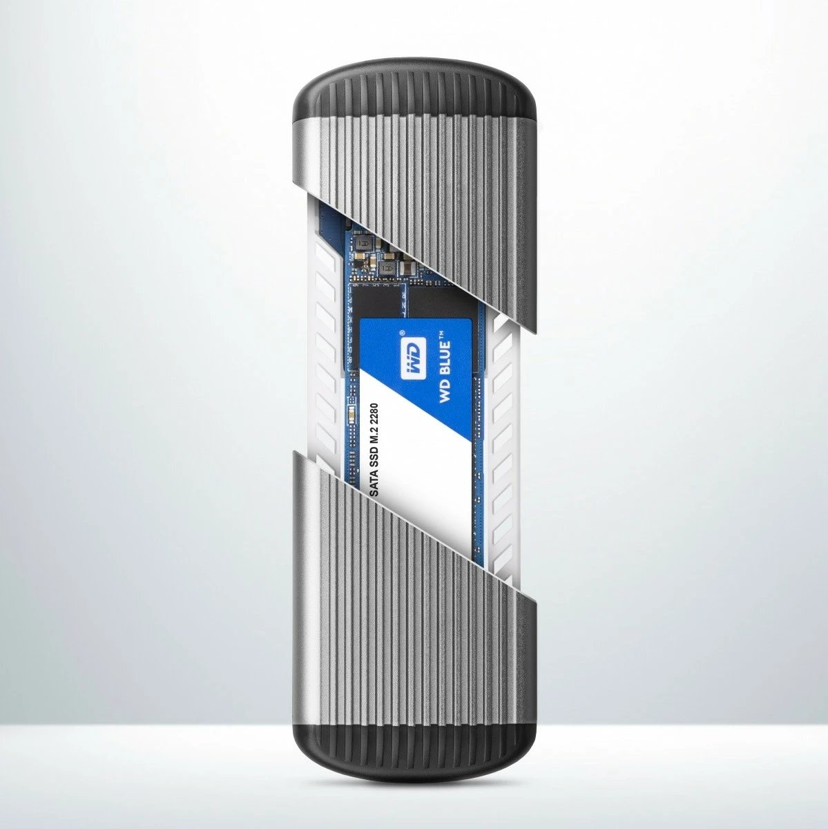 Kasë e jashtme AXAGON EEM2-SA për M.2 SATA SSD, USB 3.2 Gen 1, Alumini, E zezë/Argjendtë