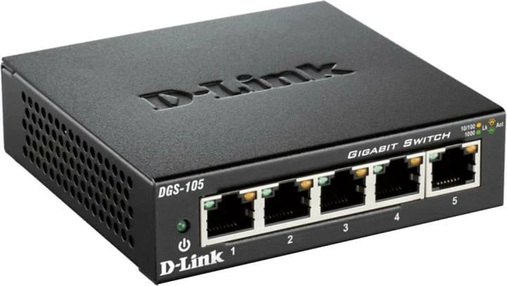 Switch D-Link DGS-105/E, 5 porta Gigabit, metal, pa ventilator