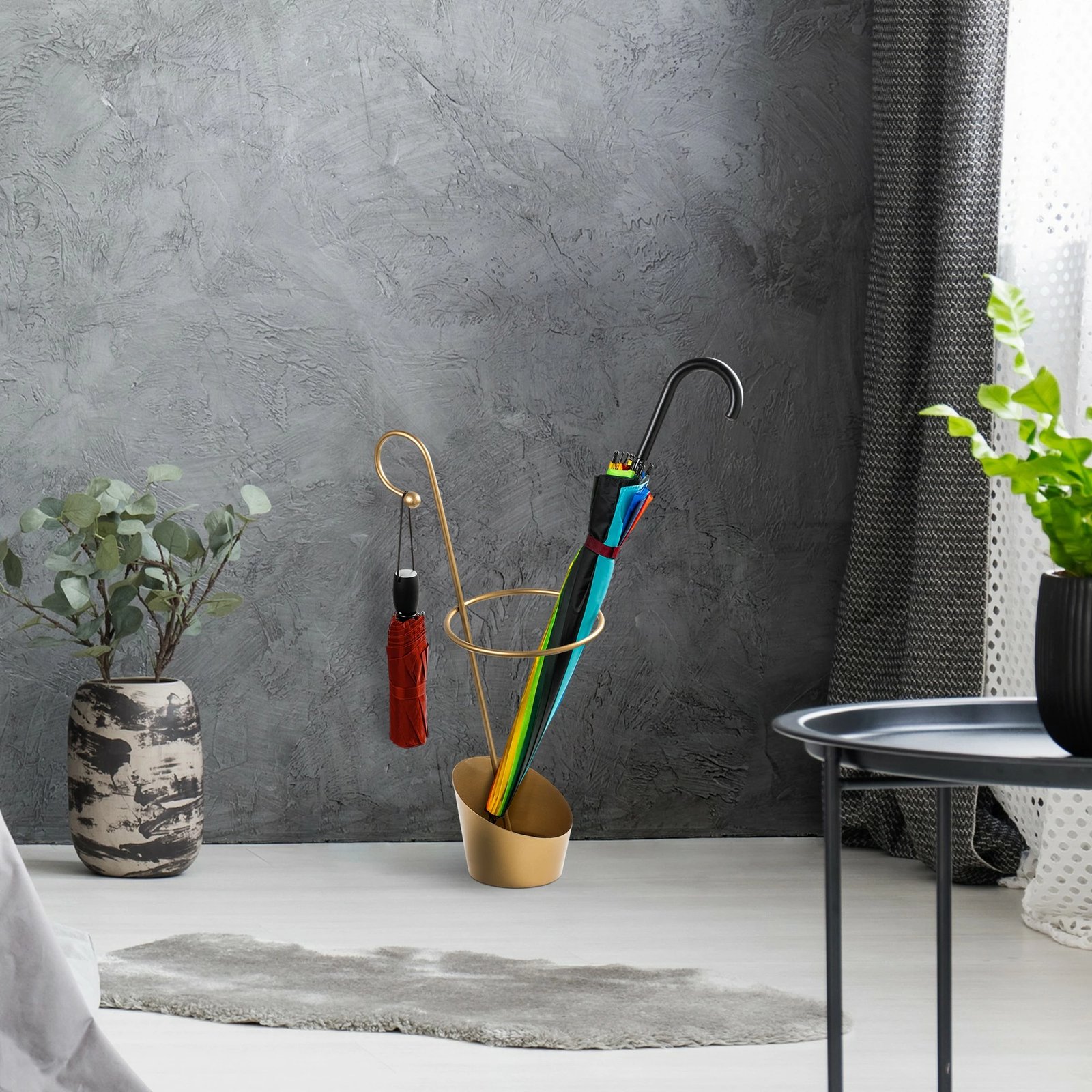 Stendë për ombrella, metalike, ngjyrë ari, Evila Originals, 34x23x67cm