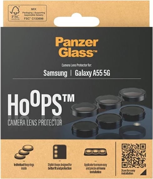 Mbrojtës kamerë PanzerGlass Hoops për Samsung Galaxy A55 5G, kornizë e zezë