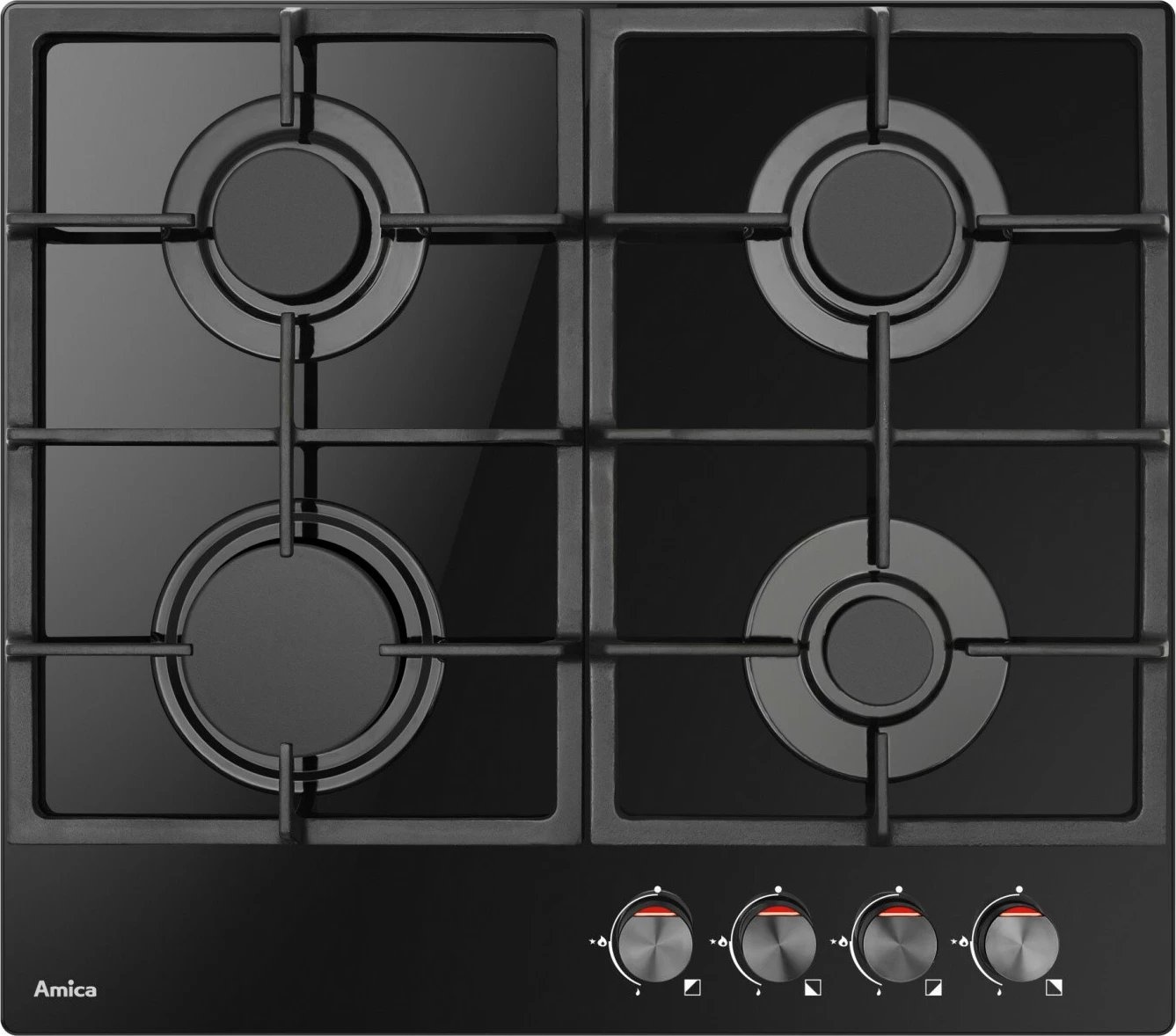 Sobë me gaz Amica PGCA6100APB, 4 zona, xham, e zezë Sobë me gaz Amica PGCA6100APB, 4 zona, xham, e zezë