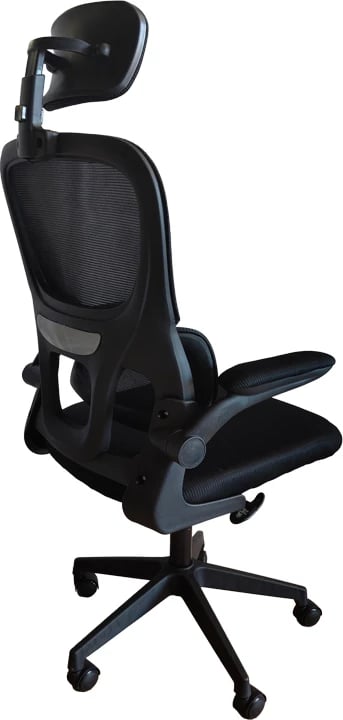 Karrige zyre Recko, material rrjetë, ngjyrë e zezë, 56x62x116-125cm