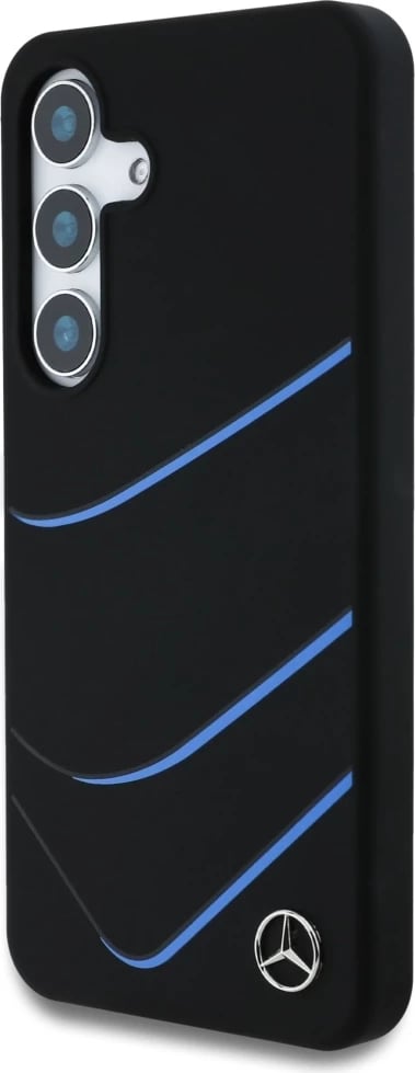 Mbështjellës Mercedes Silicone Contrasted Curves MagSafe për Samsung Galaxy S25, i zi