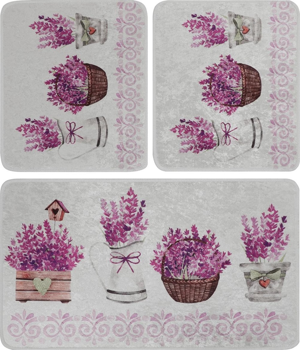 Set tapetash për banjo (3 copë), Mijölnir, Giardino Di Lavanda, shumëngjyrësh