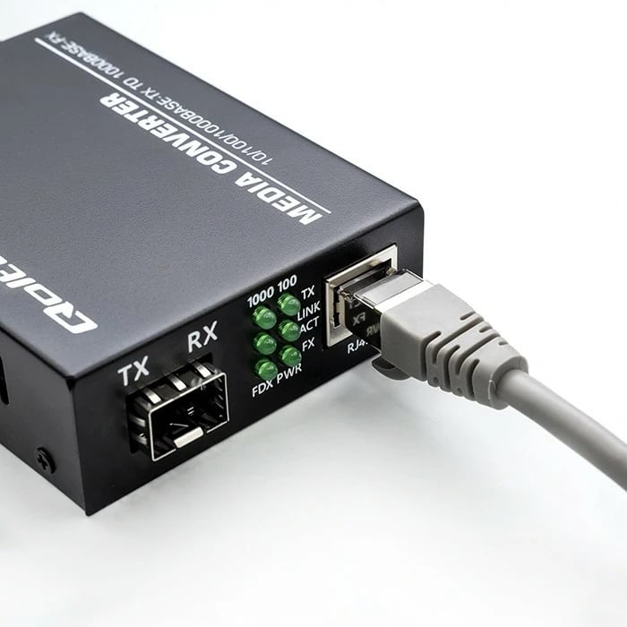 Konvertues media Qoltec 52295, 1x RJ45, 1x SFP, 1000Mb/s, i zi