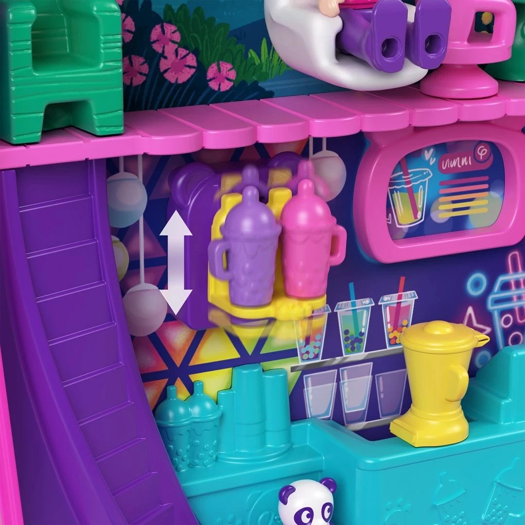 Set lodrash Polly Pocket Bubble Tea Panda Compact me 2 kukulla të vogla dhe panda, shumëngjyrësh