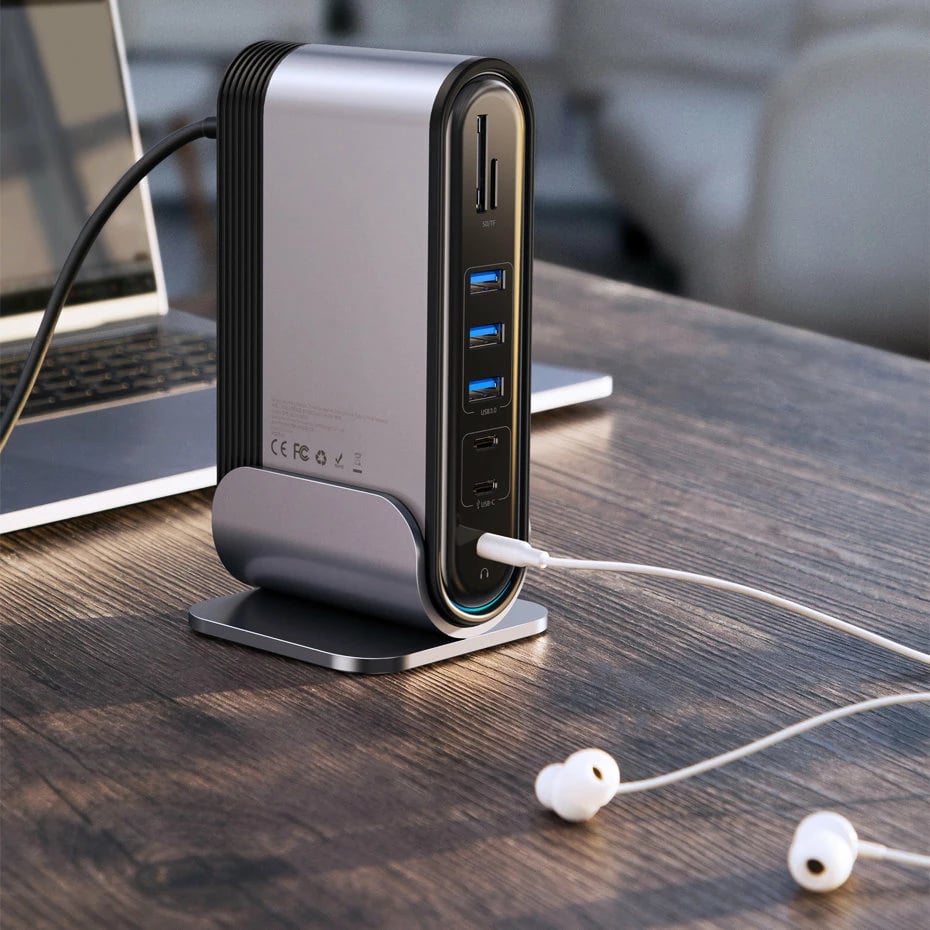 Kasë HUB multifunksional Baseus CAHUB-DG0G, 16 porta, 100W, Gri
