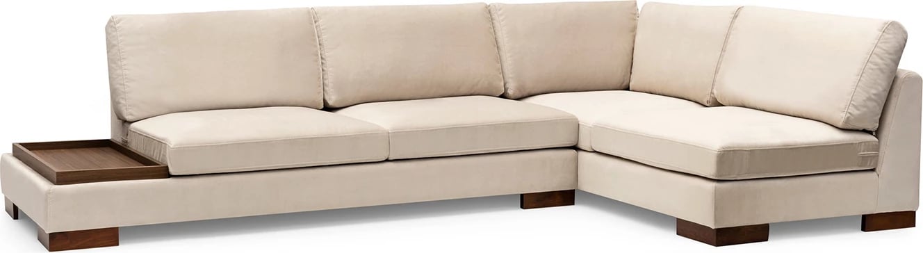 Këndore Tulip me pouf, e djathtë, bezhë