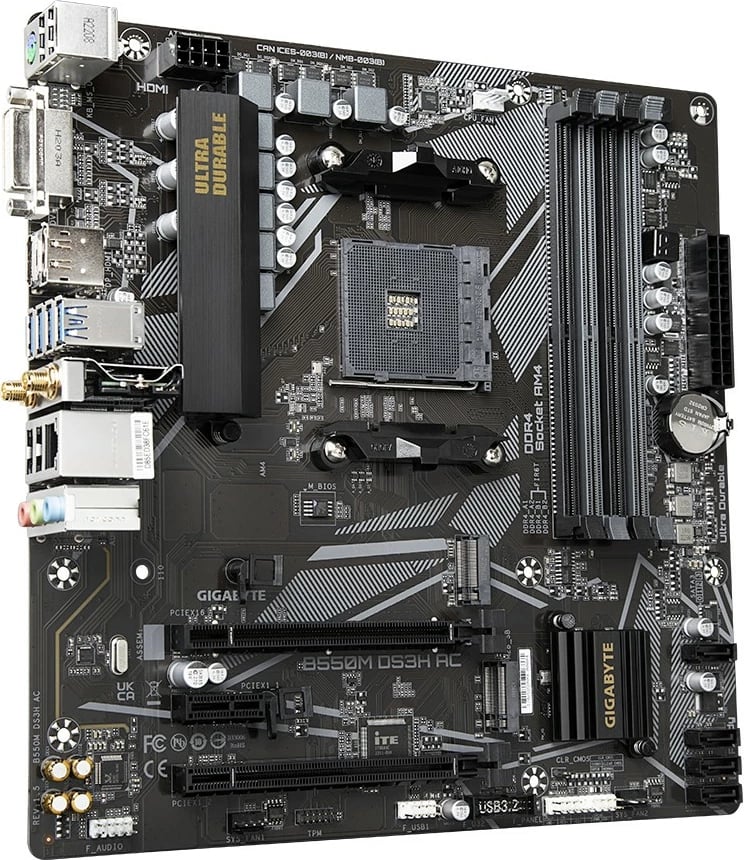 Pllakë amë Gigabyte B550M DS3H AC, Socket AM4, micro ATX, WiFi