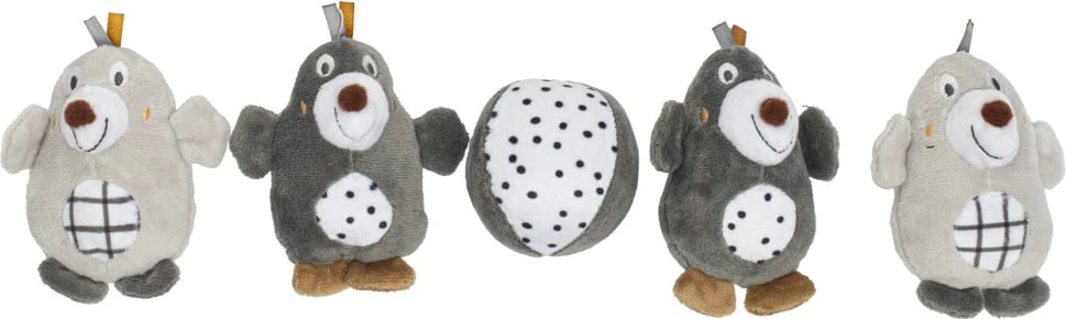 Karusel për krevat bebi, Baby Mix, Moles, mekanik me muzikë me figura pelushi, gri