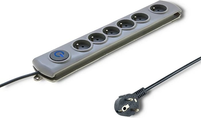 Kasë Qoltec 50166 me 6 dalje, Quick Switch, 3m, Gri