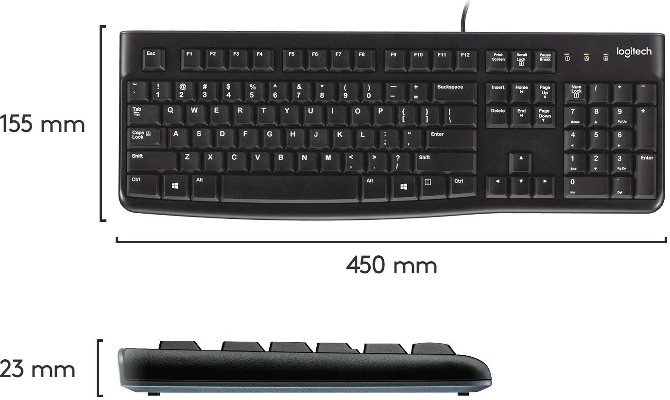 Tastierë Logitech K120, full-size, me kabllo, USB, AZERTY, e zezë Tastierë Logitech K120, full-size, me kabllo, USB, AZERTY, e zezë