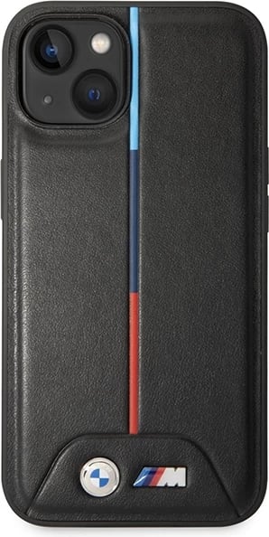 Mbështjellës BMW Quilted Tricolor BMW000811-0 hardcase për iPhone 15/14/13 (6.1 inç), TPU/PC lëkurë eko, i zi
