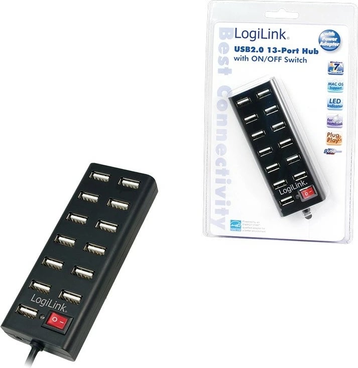 Hub USB LogiLink UA0126, 13 porta, me switch, i zi