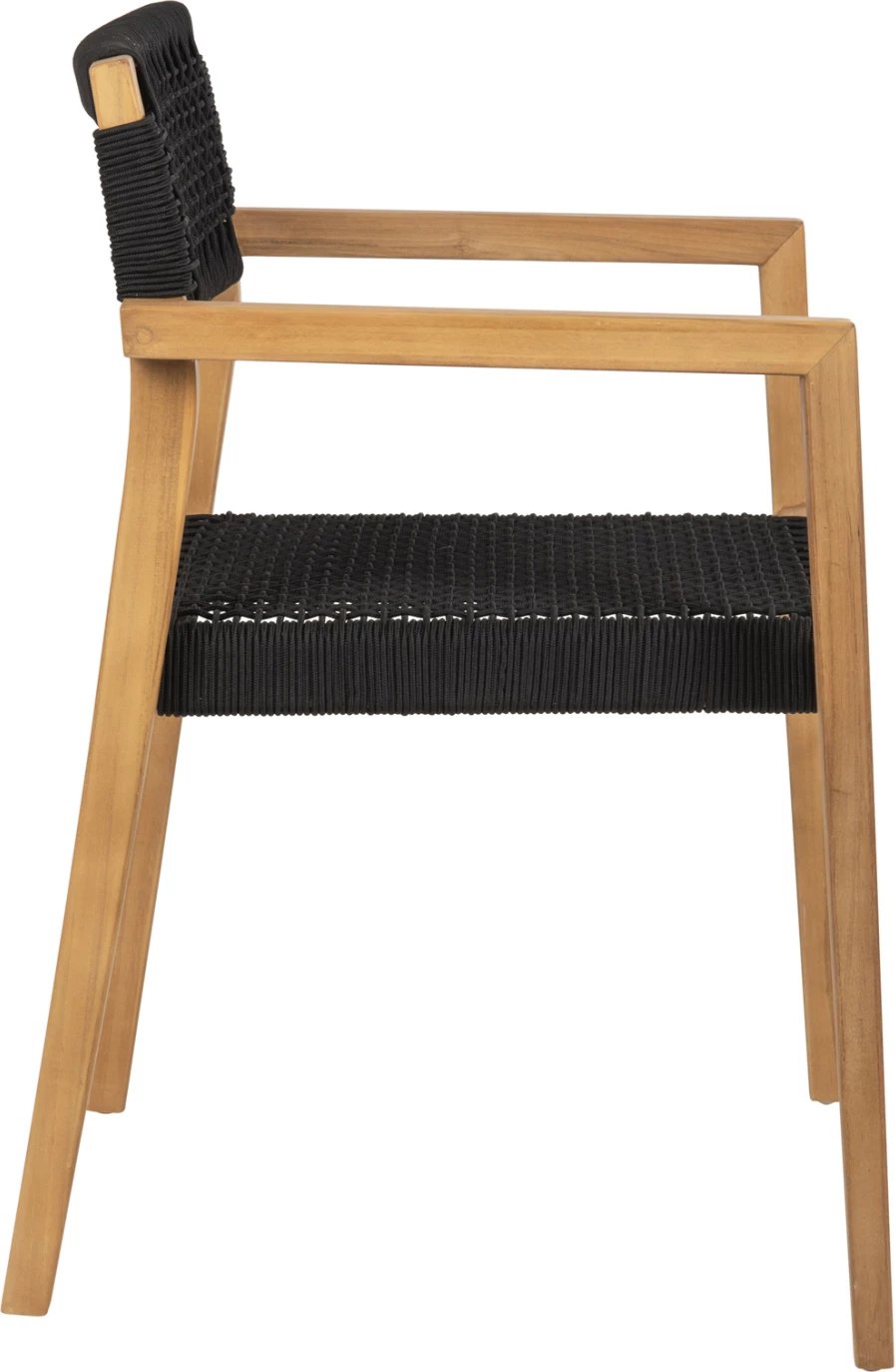 Karrige me krahë Charlotte FH9637.02 dru teak natyral dhe litar i zi 59x54x83H cm