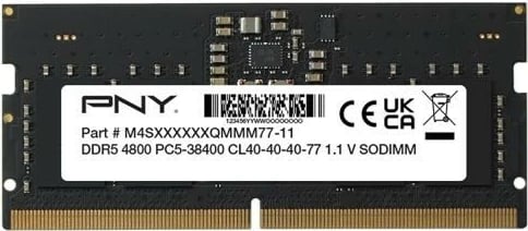 RAM Memorje DDR5 SODIMM, PNY, MN16GSD54800-SB, 16GB 4800MHz CL40, për laptop, 1 modul