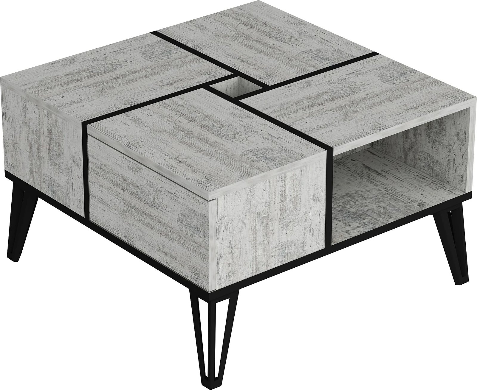 Tavolinë kafeje Hanah Home, Nirvana - Crystal, e bardhë dhe e zezë