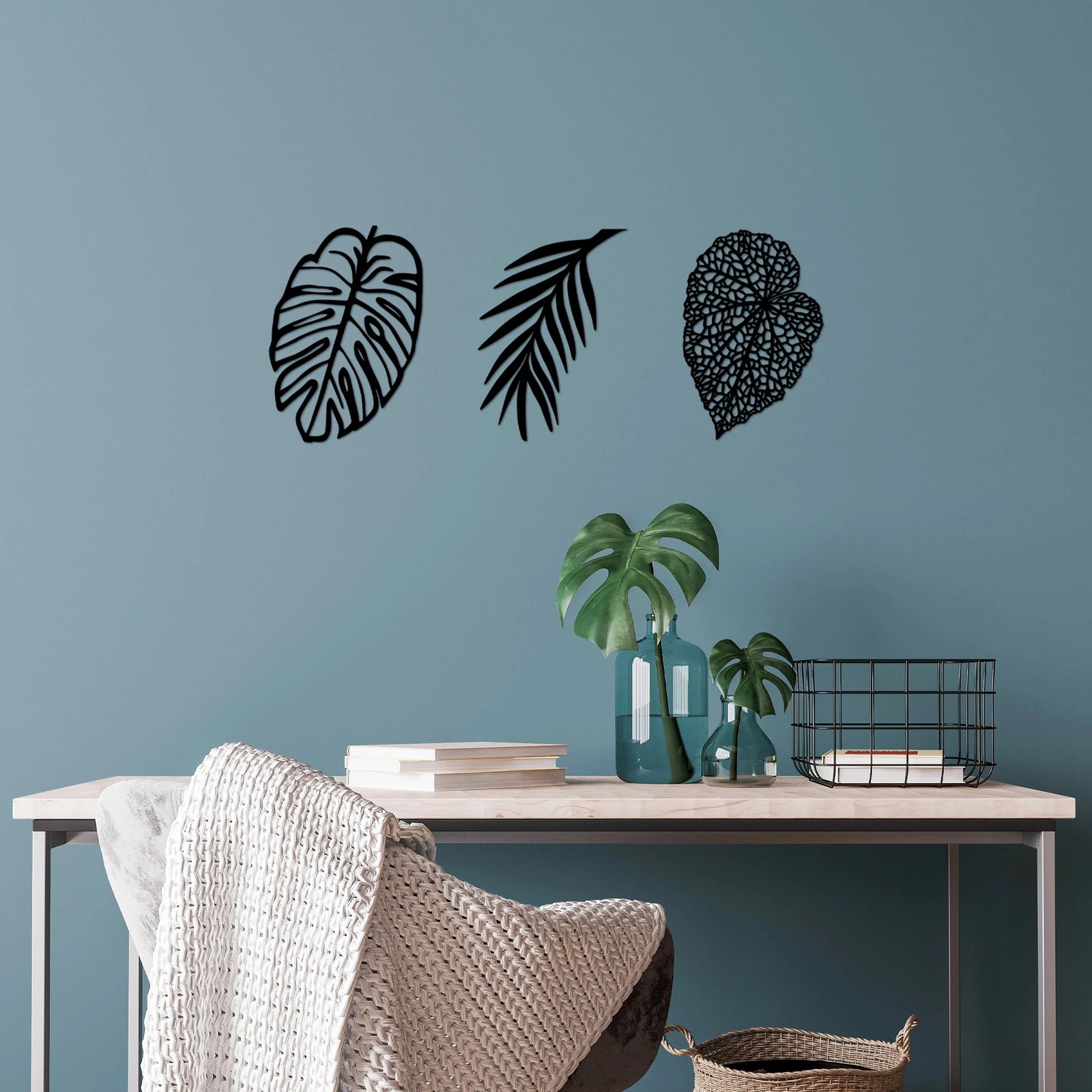 Aksesor dekorativ metalik për mur, Wallity, gjethe, 509