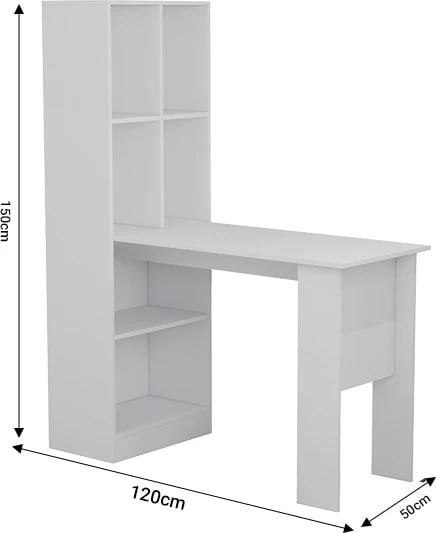 Tavolinë pune me raft librash, ngjyrë arre, 120x50x150 cm