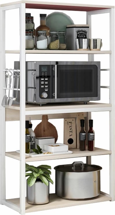 Njësi rafti për dysheme Tace metalike, ngjyrë bardhë-natyrale, 50x30x129 cm