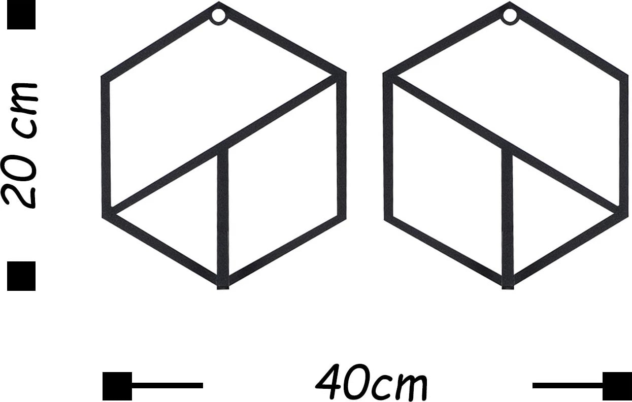 Varëse muri metalike, dizajn gjeometrik, Wallity, e zezë