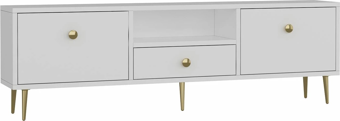Komodë TV Skye Decor, e bardhë, e artë, 1307-DROP-1