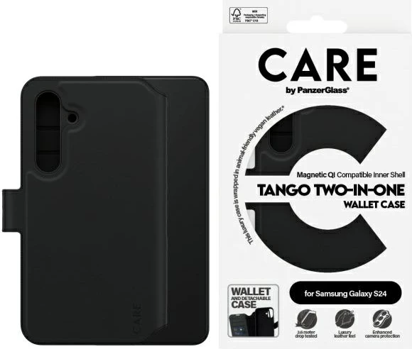 Mbështjellës PanzerGlass CARE Tango 2in1 për Samsung Galaxy S24, i zi