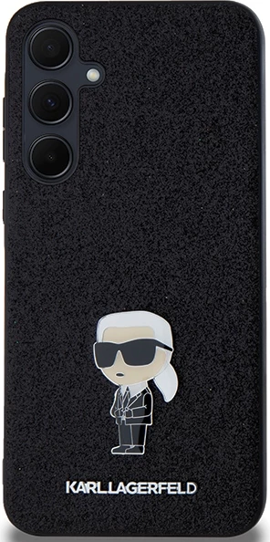 Mbështjellës Karl Lagerfeld Fixed Glitter Ikonik Logo Metal Pin për Samsung Galaxy A35, zi