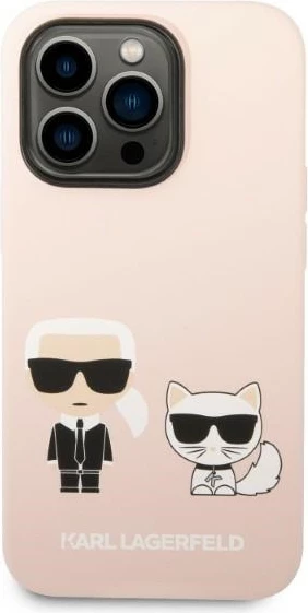 Mbështjellës Karl Lagerfeld KLHMP14LSSKCI për iPhone 14 Pro 6.1", silikon, MagSafe, rozë e çelët
