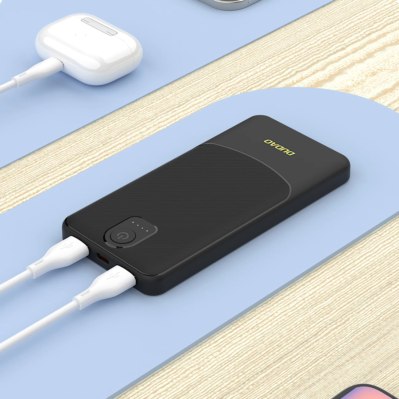 Powerbank, Dudao, K10, 10000mAh 12W 2x USB-A 2.4A, hyrje USB-C, e bardhë