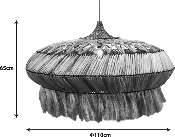 Llambë tavani Merdone, dru abaca, ngjyrë natyrale, D110x65cm