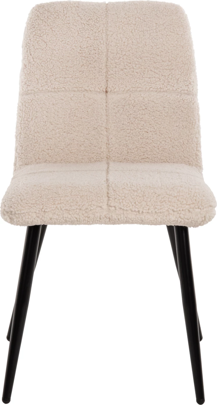 Karrige SHELLY FH8590.02, pëlhurë TEDDY, këmbë metalike bardhë-zi, 48x64x87Hcm., set prej 2 copash