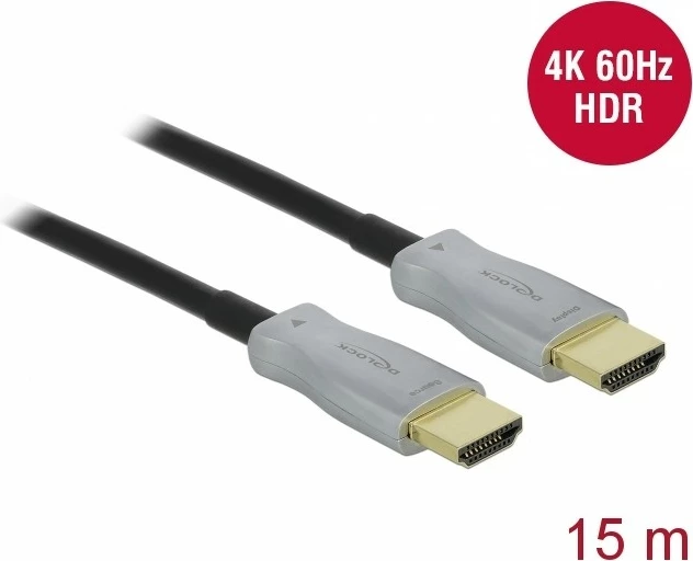 Kabllo HDMI optike aktive DeLOCK 15m, 4K 60Hz, e zezë