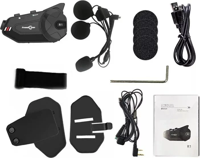 Interkom motoçiklete FreedConn R1 PLUS E, Bluetooth 5.0, 1080p, i zi