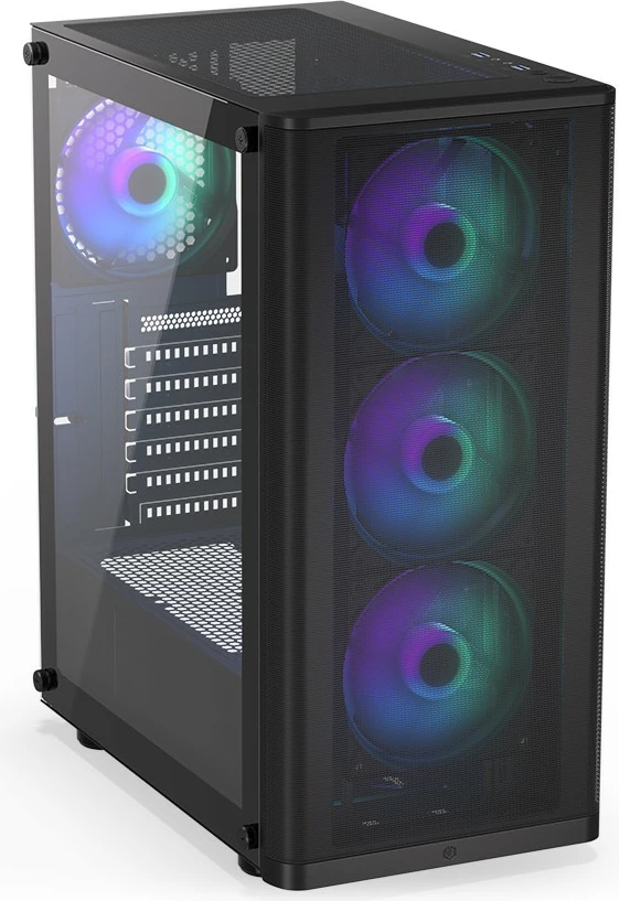 Kasë Endorfy Ventum 200 ARGB, ATX, 4 ventilatorë ARGB, xham i temperuar, e zezë