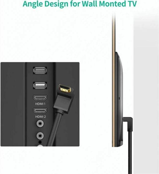 kabllo HDMI këndore UGREEN 10172, 4K/60Hz, 1m, e zezë
