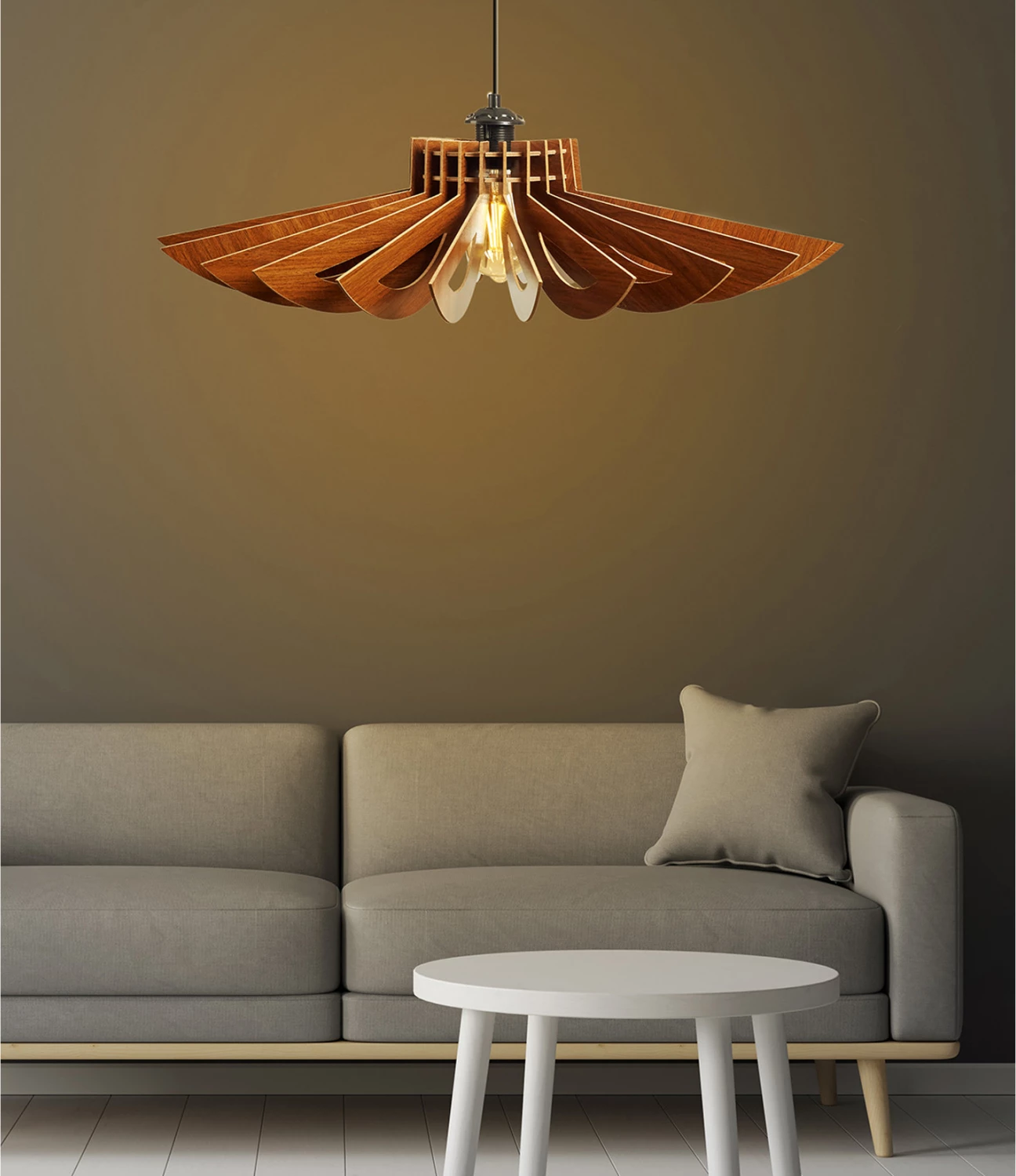 Llambë tavani prej druri, ngjyrë arre, FH7348.01, Φ68x50Υ cm