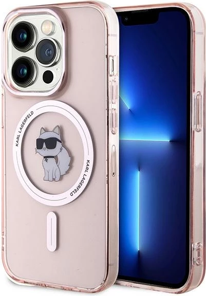 Mbështjellës Karl Lagerfeld IML Choupette MagSafe për iPhone 14 Pro, rozë