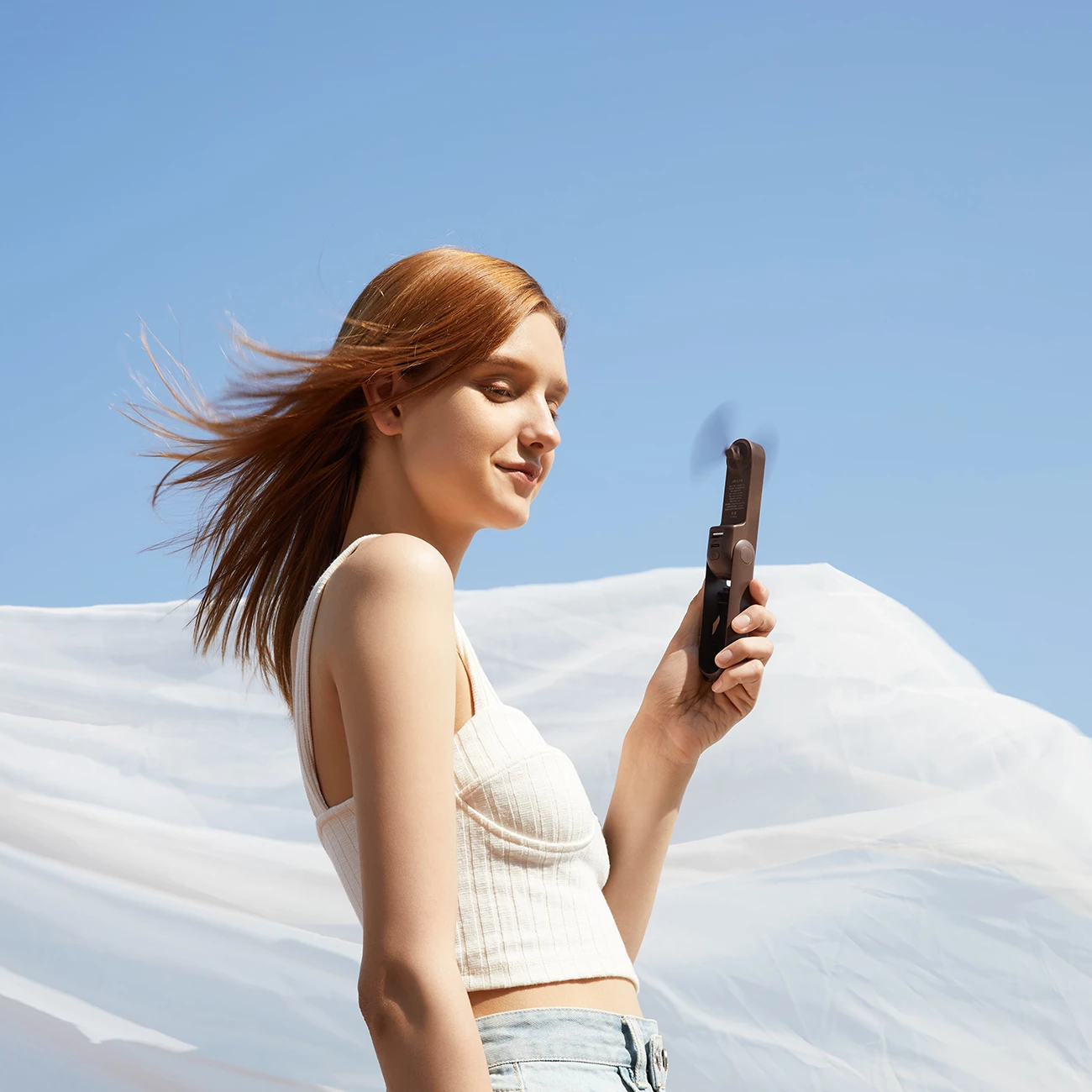 Ventilator dore Jisulife Handheld Fan Life8 Plus, 4500 mAh, USB-C, kafe