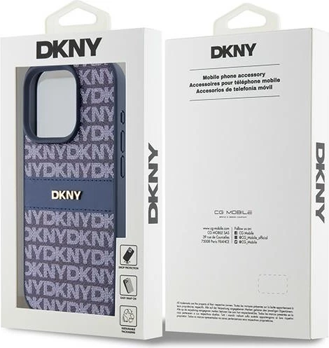 Mbështjellës DKNY Mono Stripe & Metal Logo për iPhone 15 Pro, Kaltër