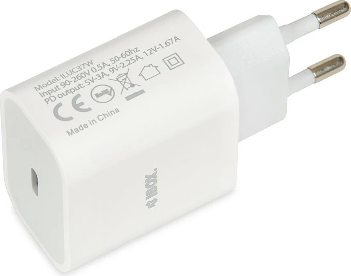 Adapter karikimi murit iBOX C-37, USB-C, 20W, Bardhë
