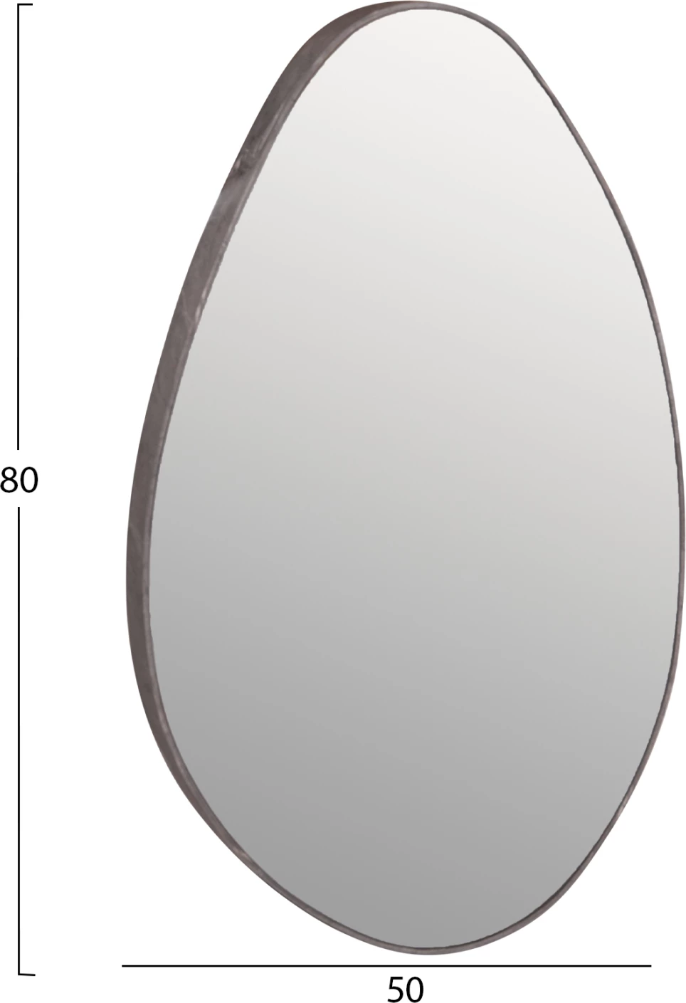 Pasqyrë muri, formë pike, kornizë MDF, ngjyrë mermeri gri, FH4488.02, 50x80 cm.
