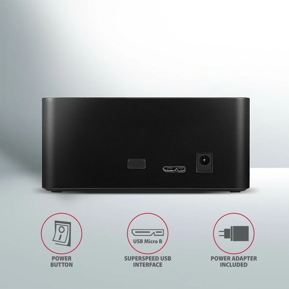 Docking station AXAGON ADSA-SN për HDD/SSD 2.5"/3.5", USB 3.2 Gen 1, e zezë