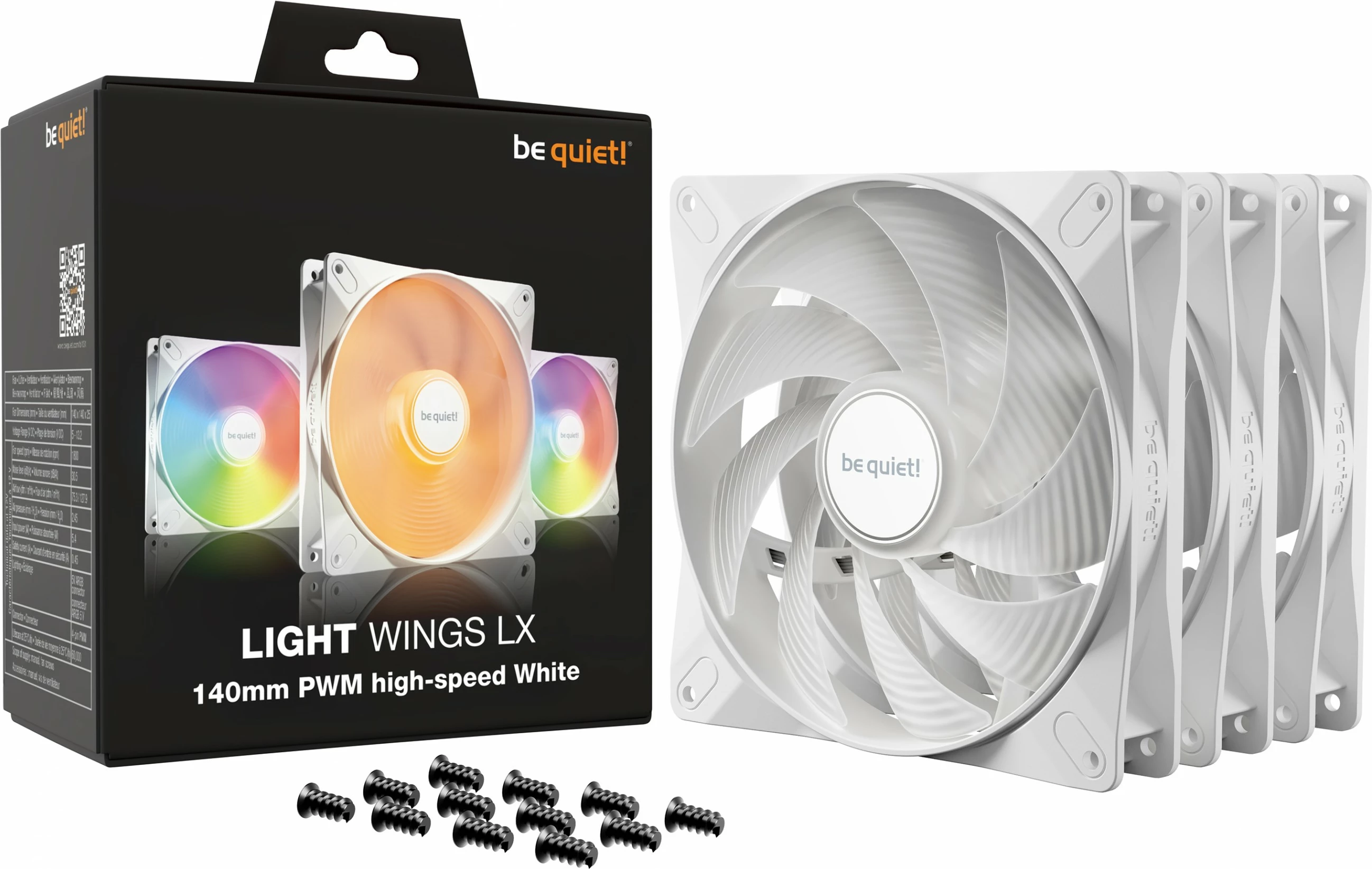 Ventilator Be Quiet! LIGHT WINGS LX PWM high-speed, 140mm, Triple-Pack, bardhë