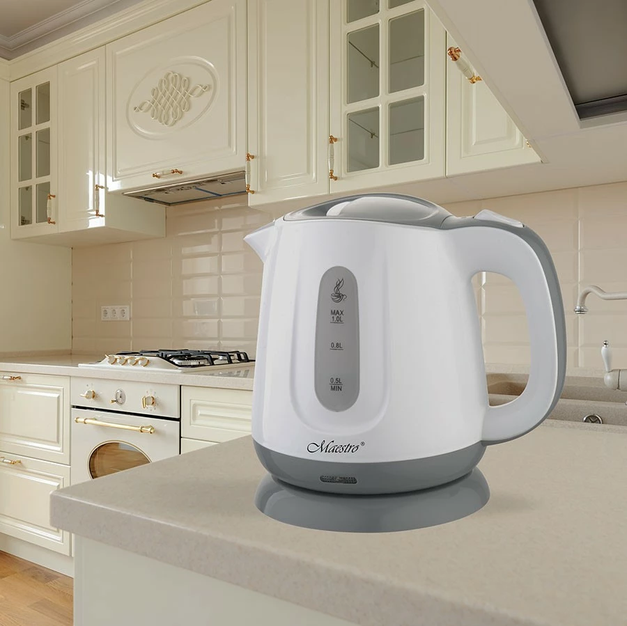 Çajnik elektrik Feel-Maestro MR-013, 1L, 1100W, bardhë/gri