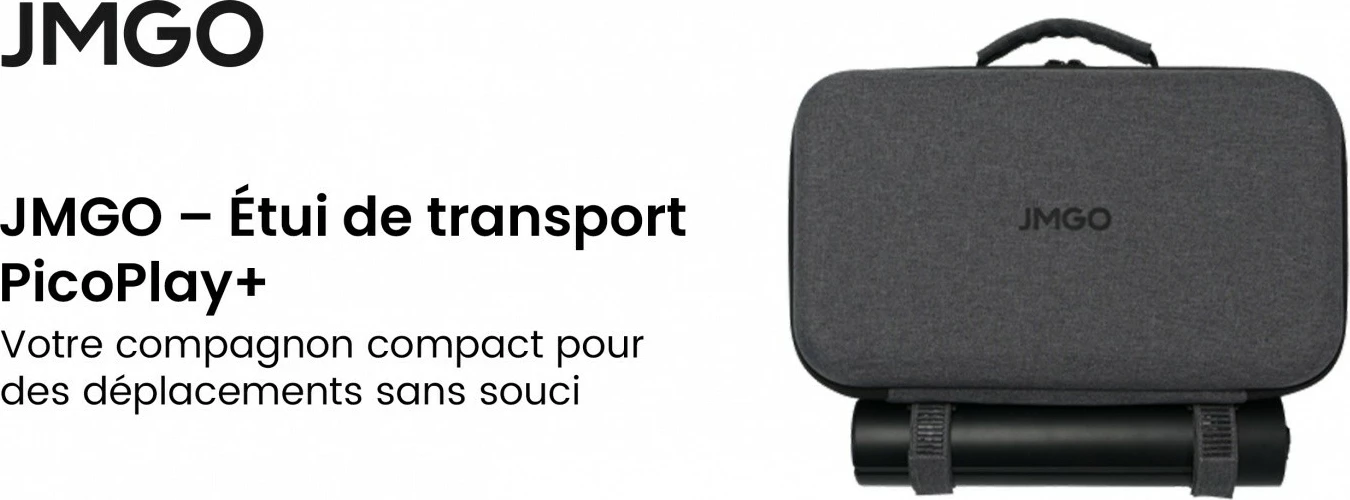 Projektor portabël, JMGO PicoPlay+ Pack J61-7K4 URJMG, 1080p FHD 450 ISO lm, Google TV, Wi‑Fi/Bluetooth, HDMI/USB‑C, altoparlant 8W, antracit, set me tripod dhe power bank 20,000mAh
